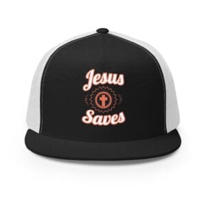 Christian Trucker hat Jesus Saves black and white