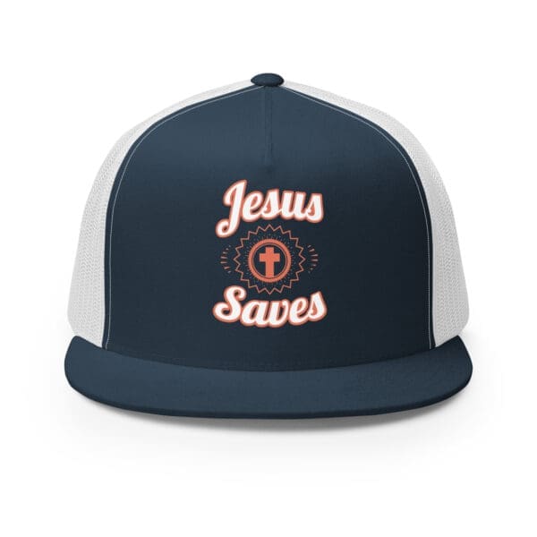 Christian Trucker hat Jesus Saves navy white