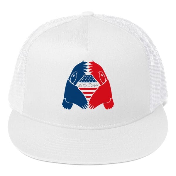 Patriotic Trucker Cap We The People with Eagle White