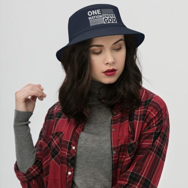 One nation under God bucket hat female model