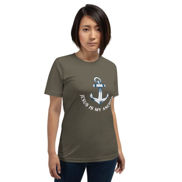 Christian T-Shirt Jesus is My Anchor female model