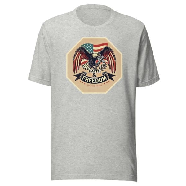 Faith and Freedom t-shirt - eagle crossheather grey