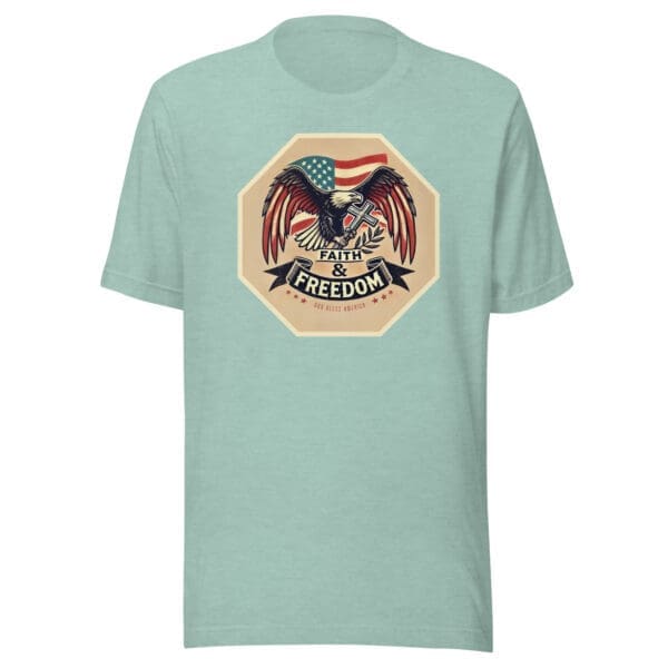 Faith and Freedom t-shirt - eagle cross heather prism dusty blue