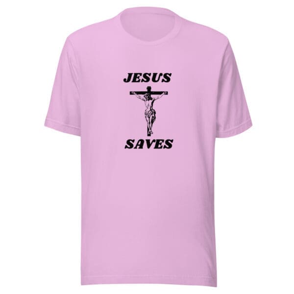 Jesus Saves t-shirt crucified lilac