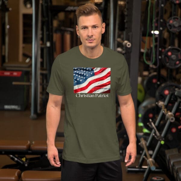 American Flag t-shirt male model