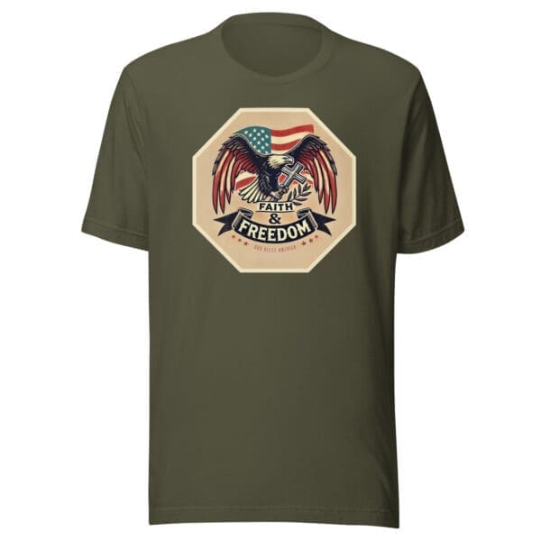 Faith and Freedom t-shirt - eagle crossmilitary green