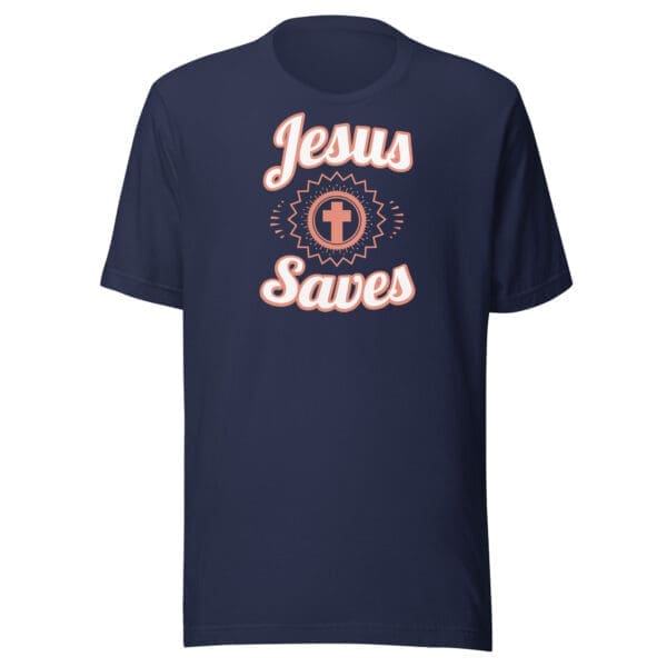 Christian T-Shirt Jesus Saves Navy