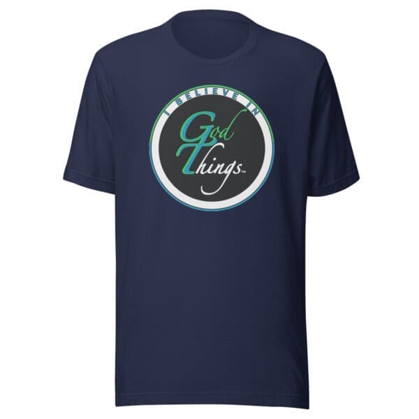 Christian T-Shirt I Believe In God Things colorful design navy