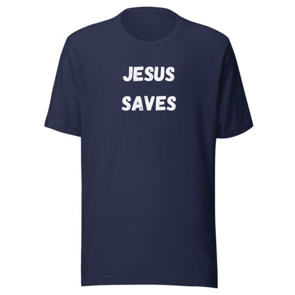 Jesus Saves t-shirt bold printnavy