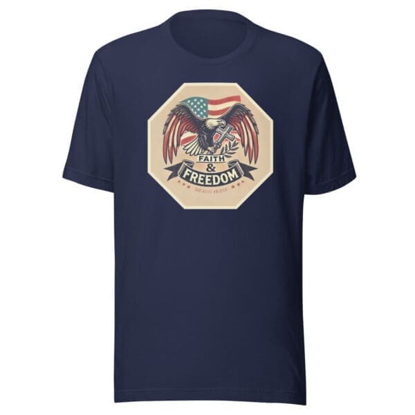 Faith and Freedom t-shirt - eagle crossnavy