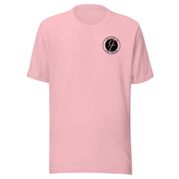 Christian T-Shirt I Believe In God Things chest image pink