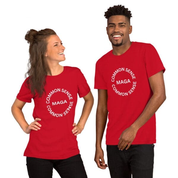 Patriotic T-Shirt Common Sense MAGA male and female models