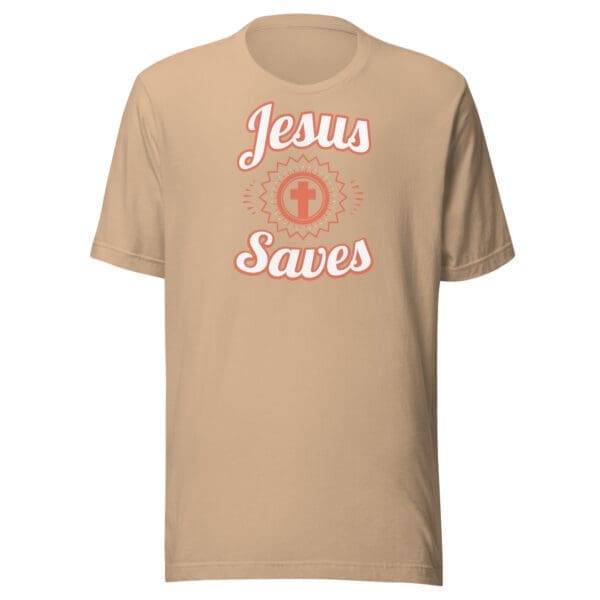 Christian T-Shirt Jesus Saves Tan